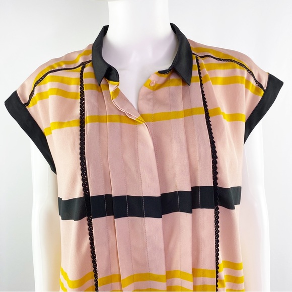 Jason Wu for Target Size L Pink Striped Pleated Cap Sleeve Pleated Shift Dress - Picture 3 of 7
